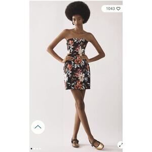 Anthropologie Strapless Scultped Mini Dress / Floral/ Size Small